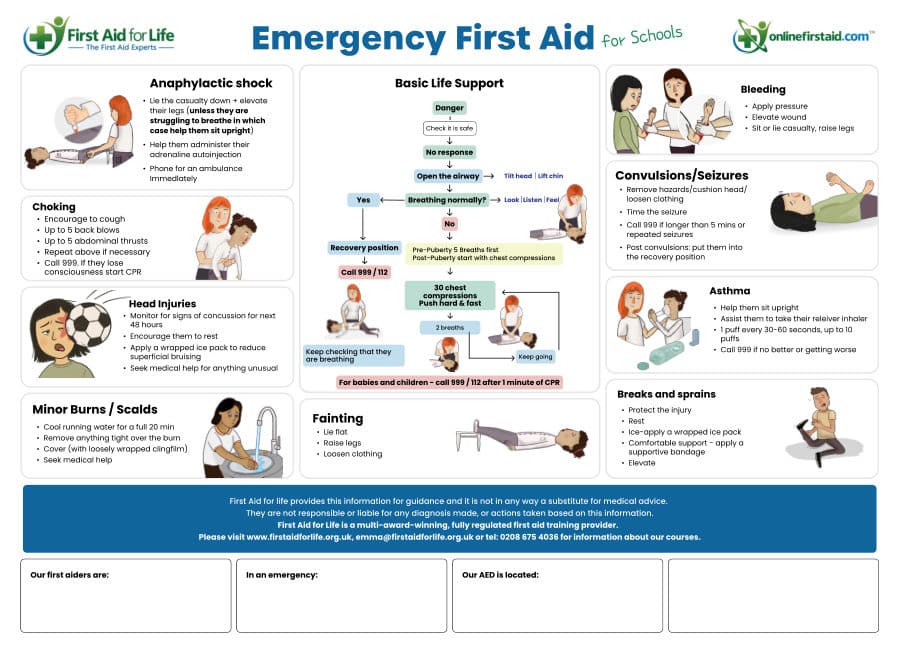 Emergency First Aid for Schools poster